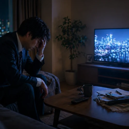 仕事に疲れ切ったサラリーマン