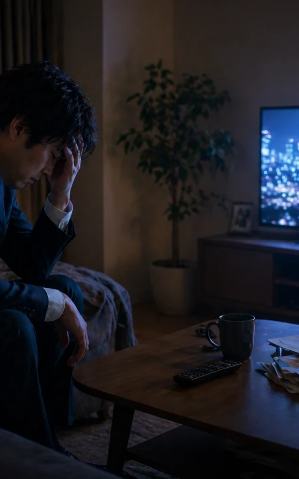 仕事に疲れ切ったサラリーマン