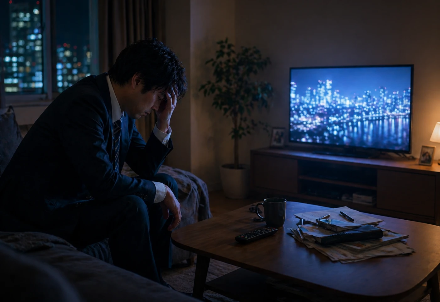 仕事に疲れ切ったサラリーマン