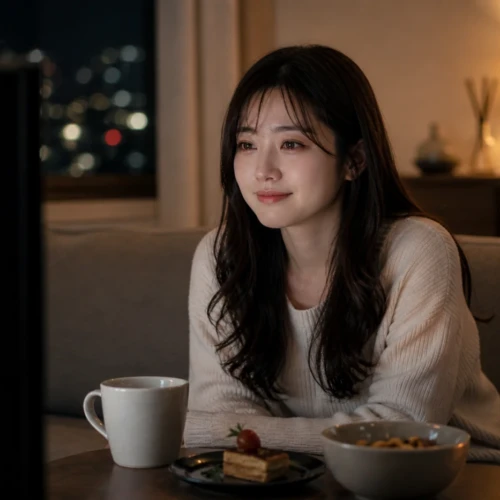 大人になって刺さった映画を観て涙する女性｜夜の一人暮らしで名作映画を楽しむシーン