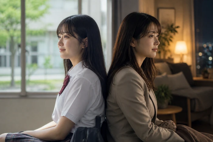 大人になって刺さった映画とは何かを表現した画像｜若い頃と見え方が変わる女性の対比