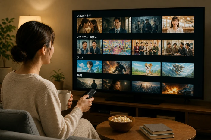 Huluで何ができるのかをイメージした動画配信サービスの視聴シーン