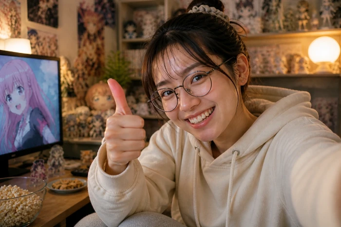 dアニメストアをおすすめする満足した女性のイメージ画像