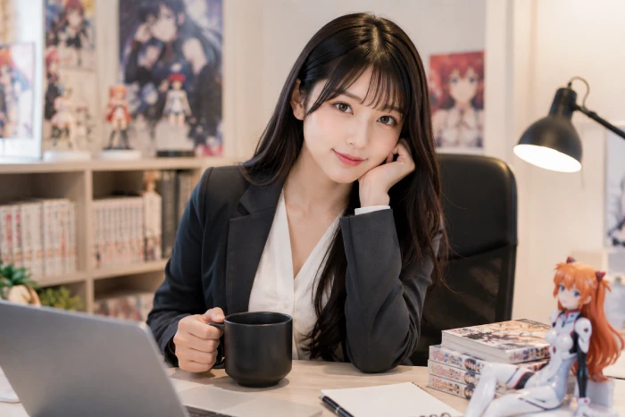 真面目で上品な女性がアニメを楽しんでいるDMM TV向きユーザーのイメージ画像