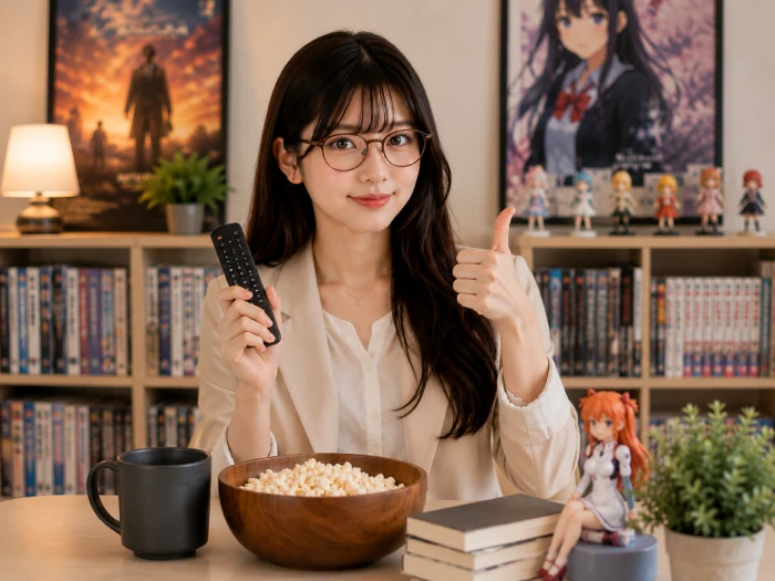映画もアニメも楽しみながらDMM TVをおすすめする上品な女性のイメージ画像