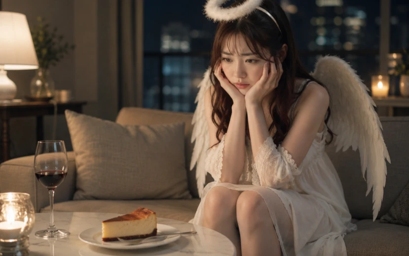 時間を無駄にした映画にショックを受ける天使の女性
