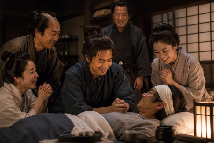 困難を乗り越えたあとに安堵の表情を見せる人々の様子